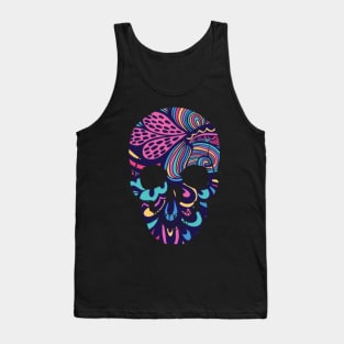 Niche Skull Island Mod Art  Calavera Sugar Skull Dark Flowers Mexican Holiday Tank Top